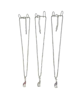 3 Assorted colored crystal Giraffe Necklace