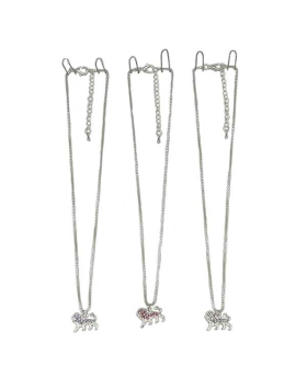 3 Assorted colored Crystal Lion Necklace