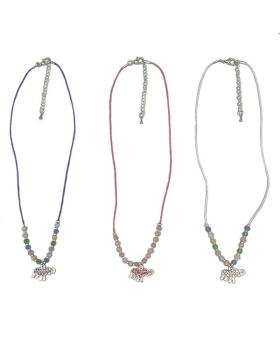 Assorted colored Crystal Elephant on beaded string Necklace