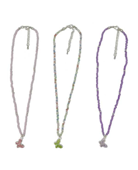 Assorted beaded necklace with colored Crystal Butterfly