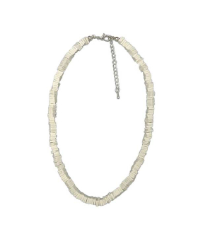 15" White square Fimo Beaded Necklace