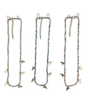 Assorted pastel beaded Necklace with gold Dolphin charms