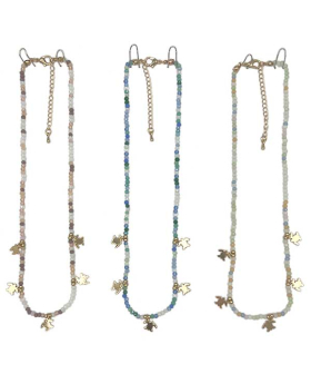 Assorted pastel beaded Necklace with Gold Turtles