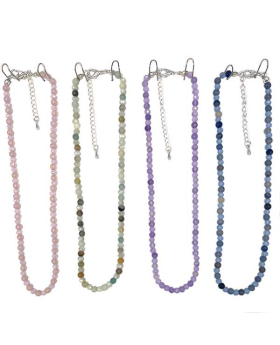 Assorted Natural stone beads with Crystal beads Necklace