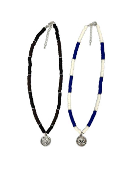 Men's Fimo beaded Necklace with Skull Medallion assorted