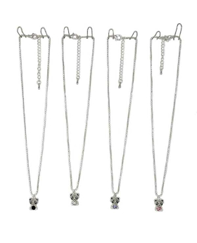 Crystal Panda with assorted large crystal tummy on silver chain Necklace