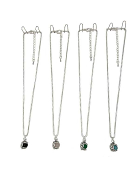 Silver Turtle with stone ball Necklace