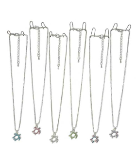 Assorted Crystal Turtle outline charm Necklace