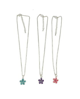 Flower pendant on Silver chain Necklace assorted