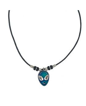 Alien Head Mood Necklace on black cord