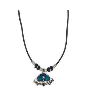 I want to Believe Alien Mood Necklace on black cord
