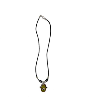 Hamsa Mood charm on black cord Necklace
