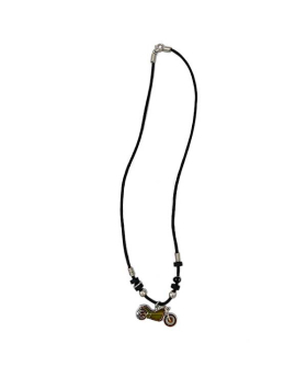 Motorcycle Mood charm on black cord Necklace