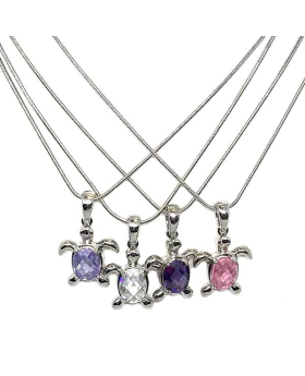 Assorted Crystal Stone Turtle Necklace