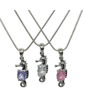 Assorted Crystal Stone Sea Horse Necklace