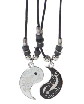 Dolphin Yin Yang Friendship Necklace Set