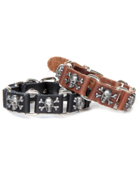 Skull Leather Link Bracelet