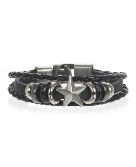Nautical Star 3 Strand Leather Woven Bracelet