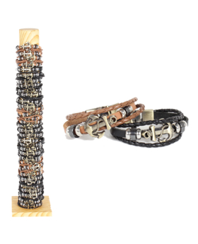 Assorted 3 Strand Leather Anchor Bracelet