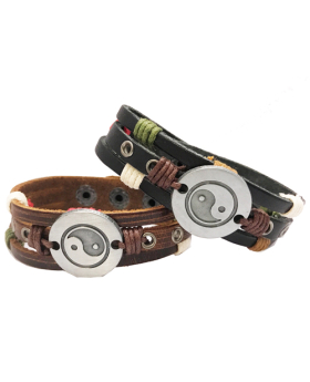 Leather Yin Yang Bracelet