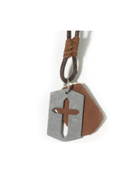 Cross Leather Dog Tag Necklace