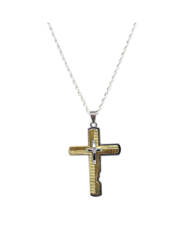 Large cross on a silver rope chain necklace