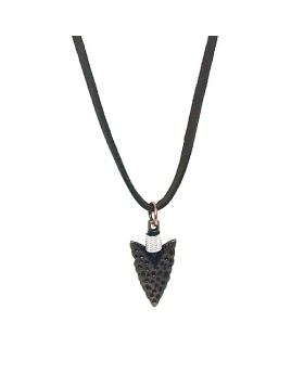 Copper Arrowhead on leather cord necklace