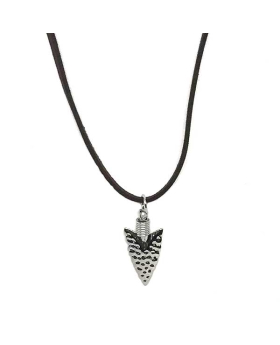 Silver Arrowhead on leather cord necklace