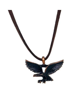 Copper Eagle on leather cord necklace