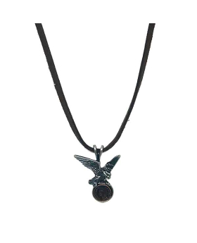 Pewter Eagle with small Copper Coin on leather cord necklace