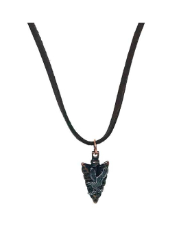 Copper Arrowhead with Pewter Eagle on leather cord necklace