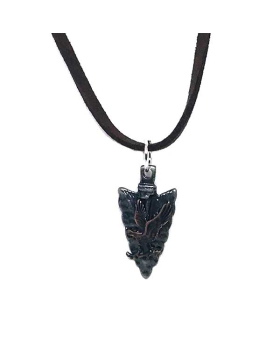 Pewter Arrowhead with Copper Eagle on leather cord necklace