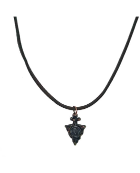 Copper arrowhead with small Pewter Coin on leather cord necklace
