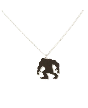 Large brown walking Sasquatch on a silver chain necklace