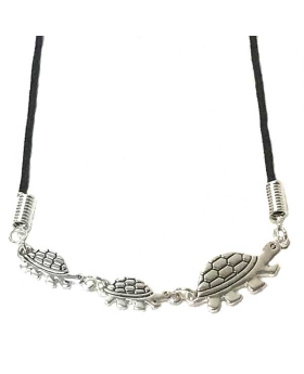 Silver Mom and baby Turtles necklace