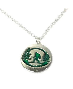Silver round Big Foot/Moon/trees Mood necklace