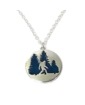 Silver Big Foot with trees round Mood necklace