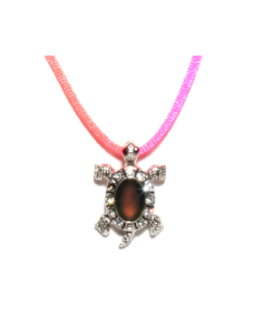 Turtle with Rhinestones Mood Necklace