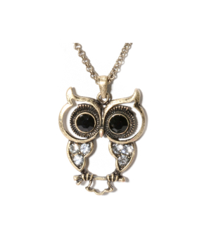 Owl with Rhinestones Necklace