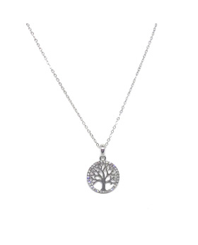 Tree of Life necklace with circle of rhinestones