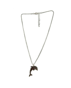 Dolphin Mood charm on silver chain Necklace