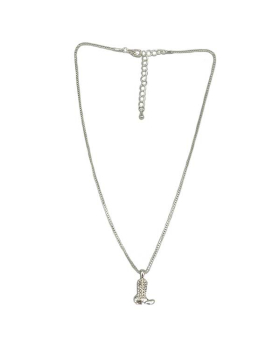 Cowboy Boot charm with clear crystals on silver chain Necklace