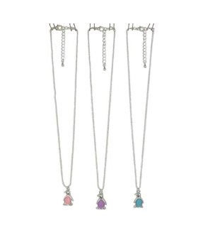  Oval Stone and silver Penguin pendant on silver chain Necklace
