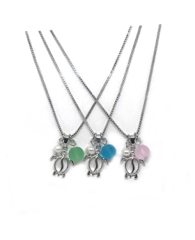 Silver Turtle necklace with assorted glass bead and pearl