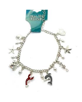 Sea Life Charm Bracelet with Pearls