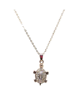 Rose gold and rhinestone turtle necklace