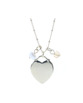 Gold Heart Bead Charm Necklace
