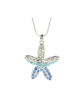 Multi Ombre Rhinestone Starfish Necklace