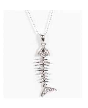 Rhinestone Fish Bones Necklace