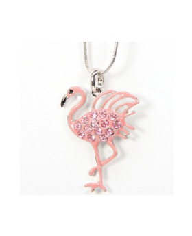 Pink Flamingo Rhinestone Necklace